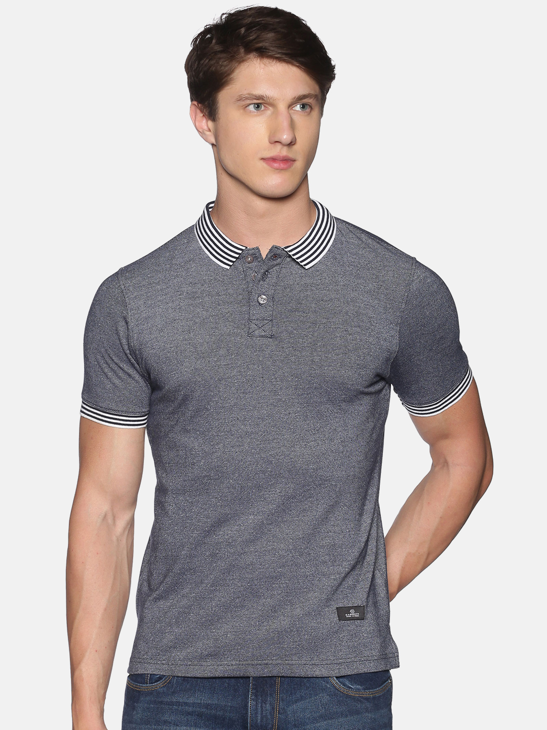 Buy Men's Blue Melange Polo Half Sleeve T-Shirt | Men's Polo T-Shirt ...